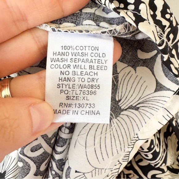 Umgee Floral Black and Cream Smocked Cuff Puff Sleeve Midi Dress Size XL - Picture 7 of 8